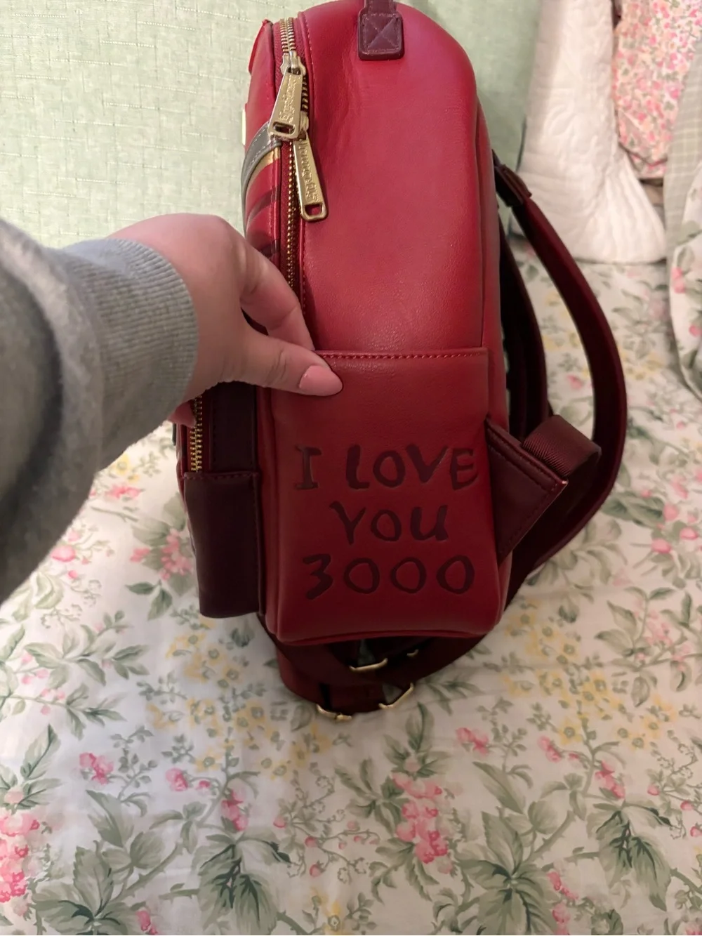 Loungefly Red Avenger Mini Backpack with Multicolored Gem Accents